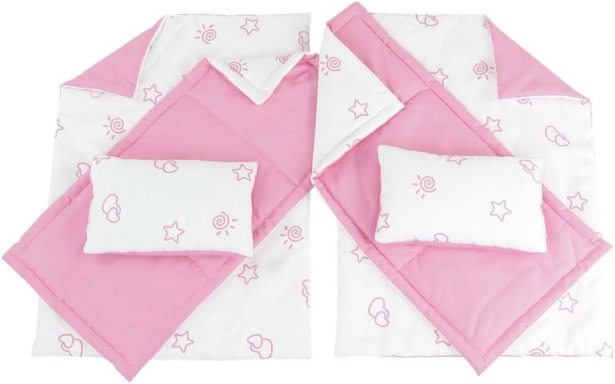 Emily Rose 14.5 Inch Doll Furniture Lovely Pink And W Hite Star Themed 14 inch Doll Bunk Bed, Includes Reversible Bedding