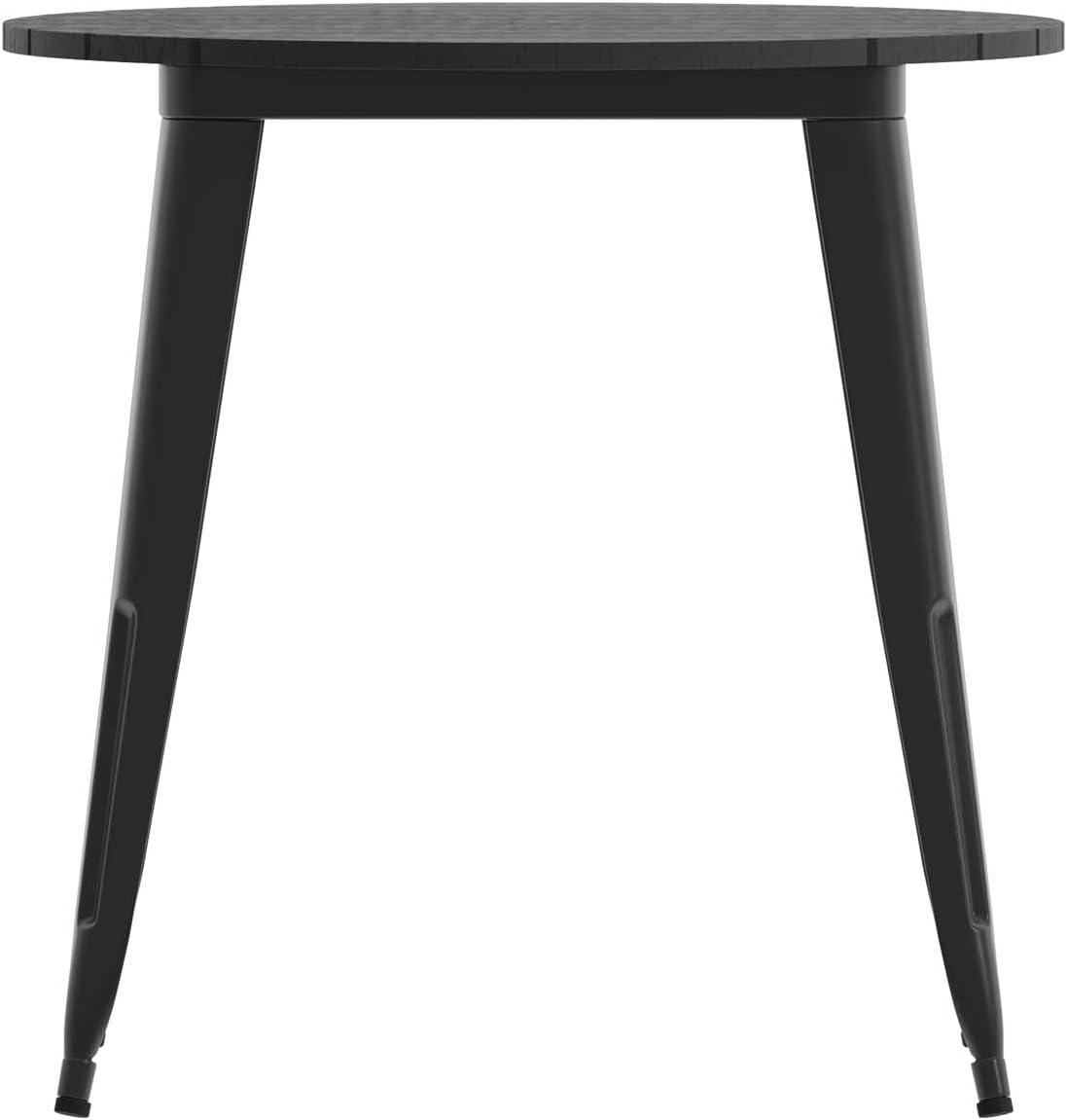 Flash Furniture Declan Commercial Grade Indoor/Outdoor Dining Table, 30" Round All Weather Black Poly Resin Top with Black Steel Base