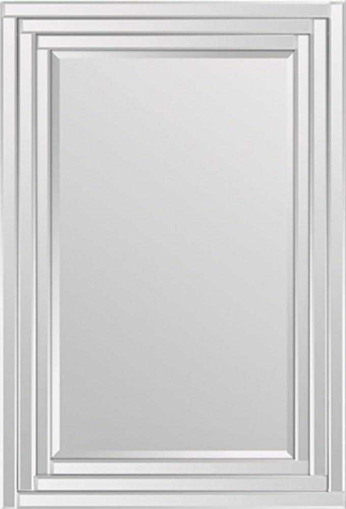 Sleek Beveled-Edge 40" x 29" Rectangular Step-Pattern Mirror