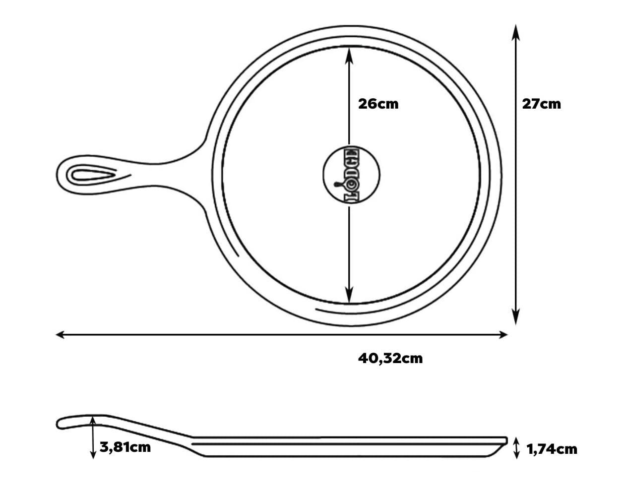 Lodge 10.5" Cast Iron Griddle: Preseasoned Nonstick Crepe Pan, Smooth Surface & Gas Compatible, Hand Wash, Black