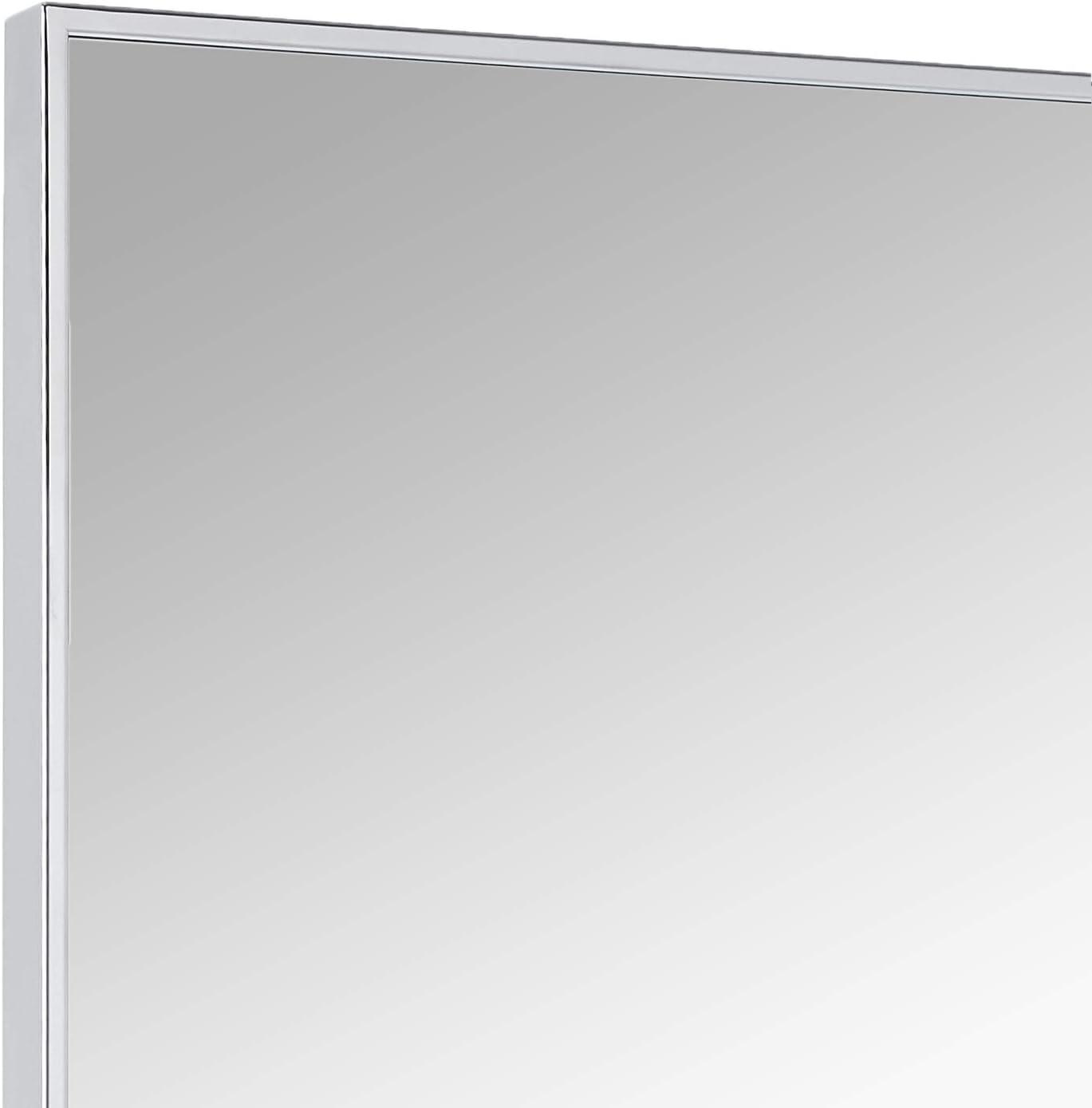 Head West Glossy Chrome Float Rectangular Framed Accent Wall Vanity Mirror - 30 x 36