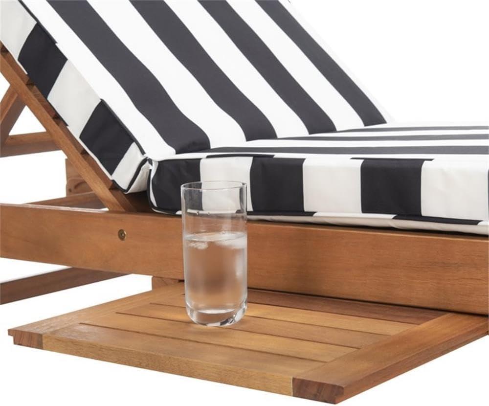 Newport Lounge Chair - Outdoor - PAT7022 - Natural/Black Stripe -Safavieh