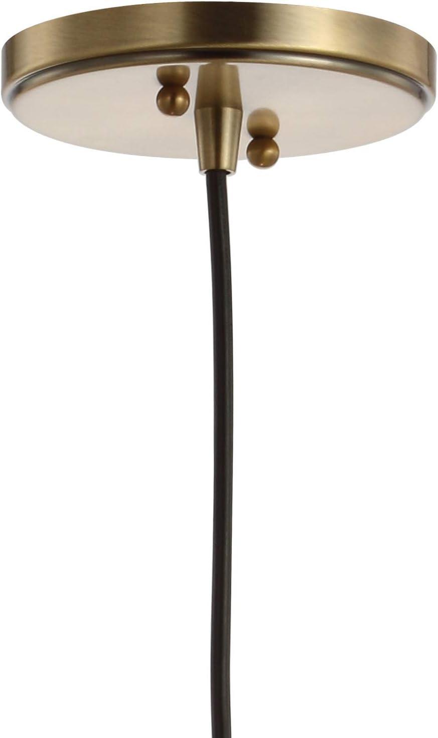 Goldwater 7.5" Adjustable Drop Metal/Glass LED Pendant, Brass Gold