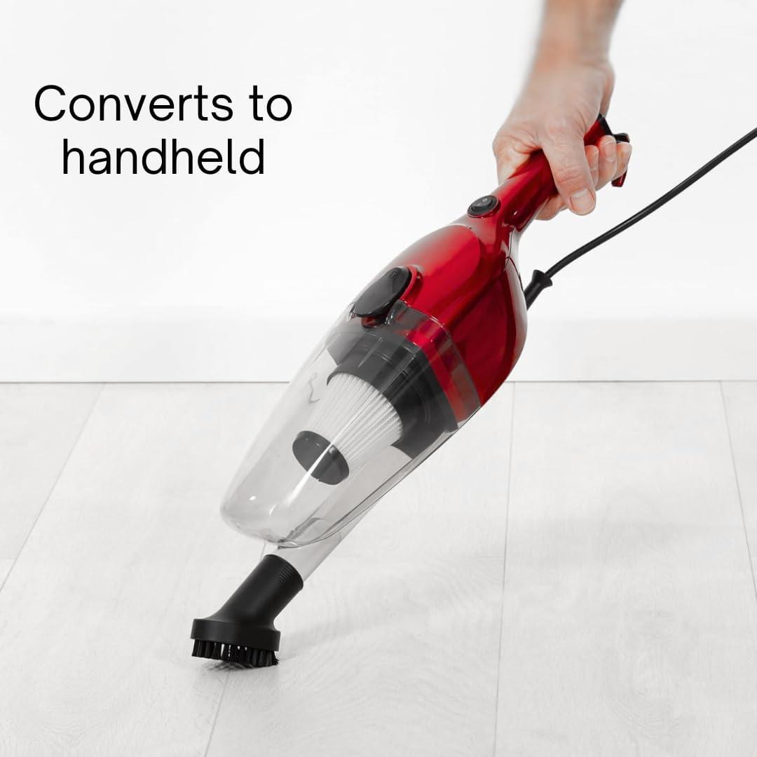 Ewbank Chilli Tempest 2-in-1 Vacuum Cleaner, Stick & Handheld, with 6 Attachments, Small, Lightweight (3 lb.), 600W, .5L Capacity, Red