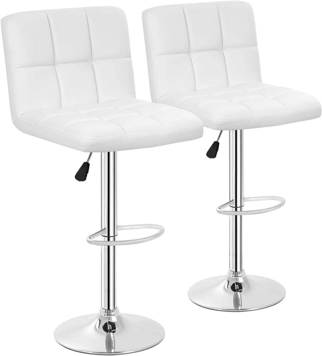 Bar Stools 1 Set Of 2, Counter Height Bar Stools, Square Cushion Bar Stools With Back, Footstool, Cafe, 2 Pieces