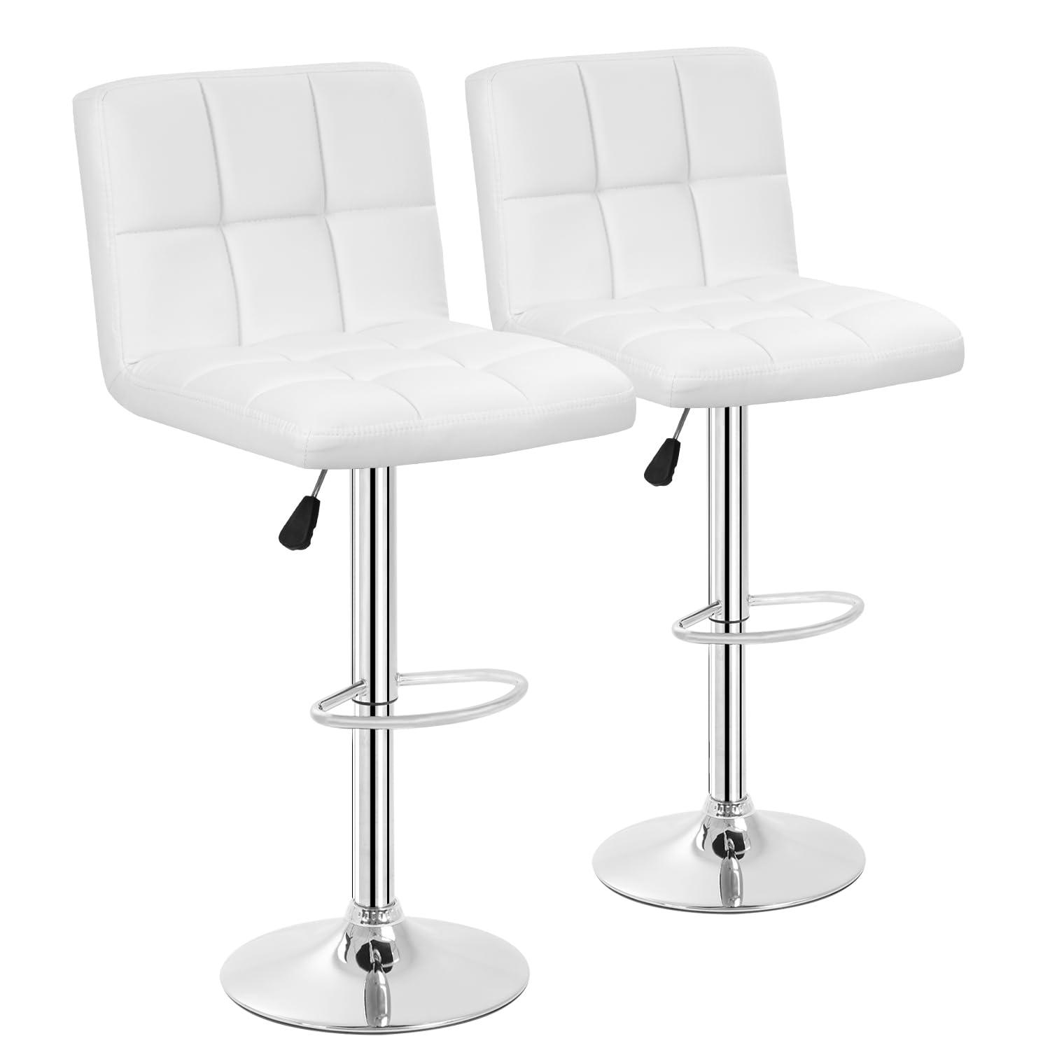 Bar Stools 1 Set Of 2, Counter Height Bar Stools, Square Cushion Bar Stools With Back, Footstool, Cafe, 2 Pieces