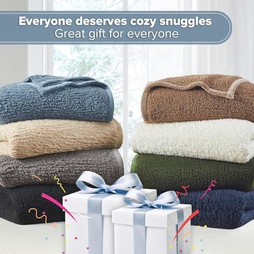 Woolrich Twin Burlington Solid Berber Cozy Soft Brushed Bed Blanket Black