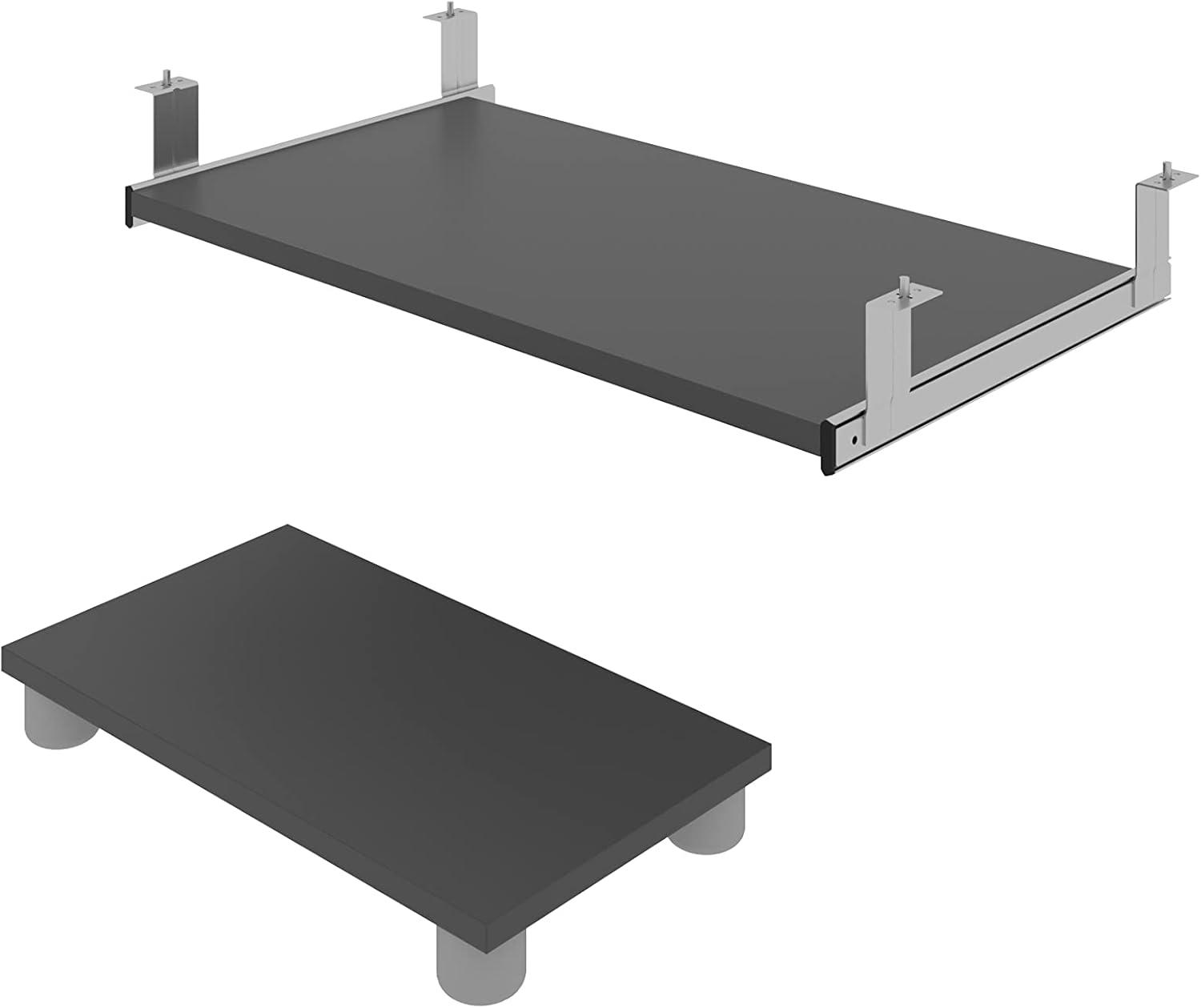 Slate Gray Particle Board Keyboard Tray with CPU Stand