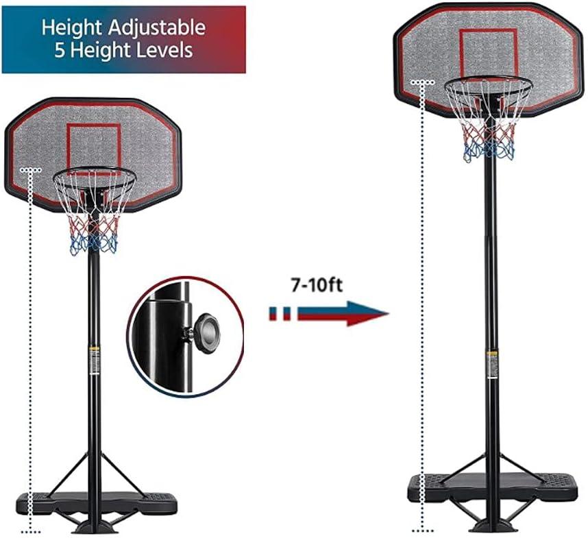 Yaheetech Basketball Hoop Outdoor for Adults Portable Basketball Hoop Basketball Goals Indoor 9-12ft Height Adjustable Basketball Court Stand with 43 inch Basketball Backboard C21