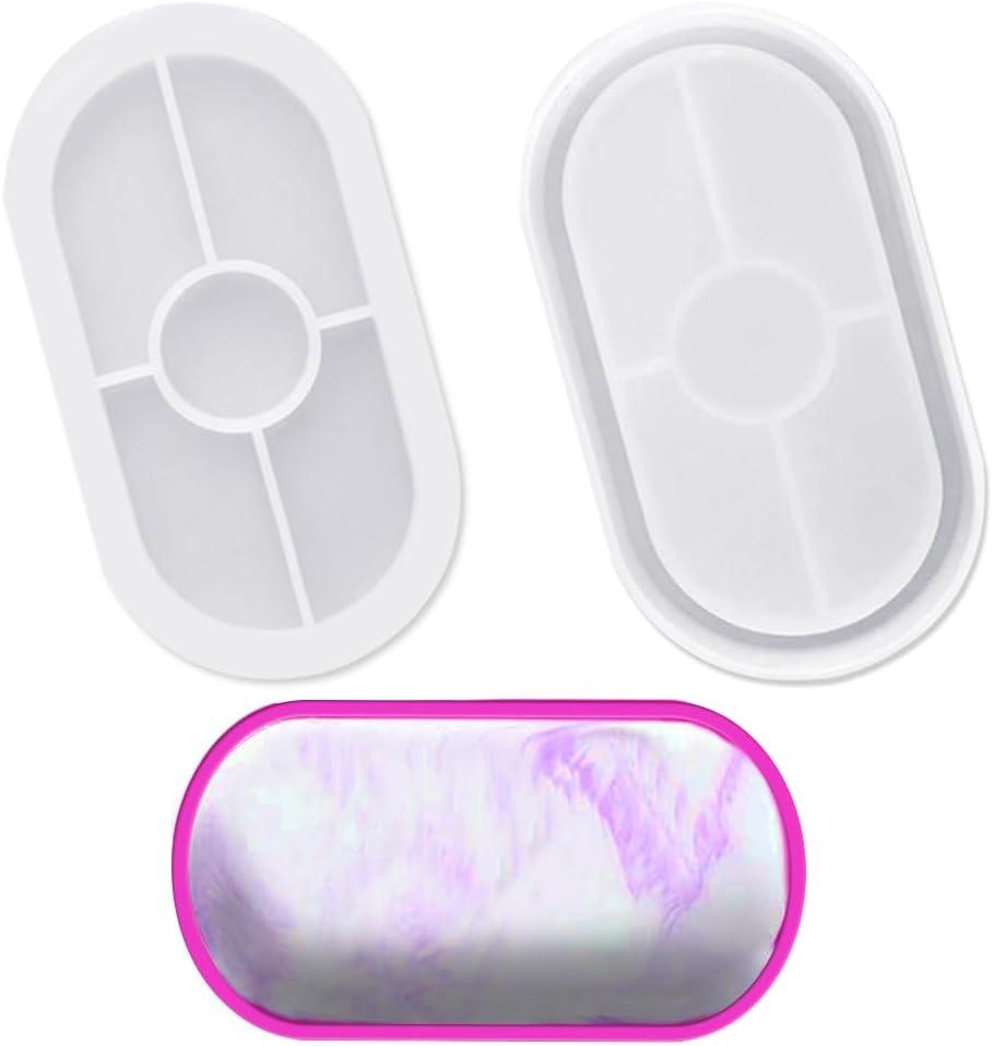 Transparent White Oval Silicone Coaster Mold Set