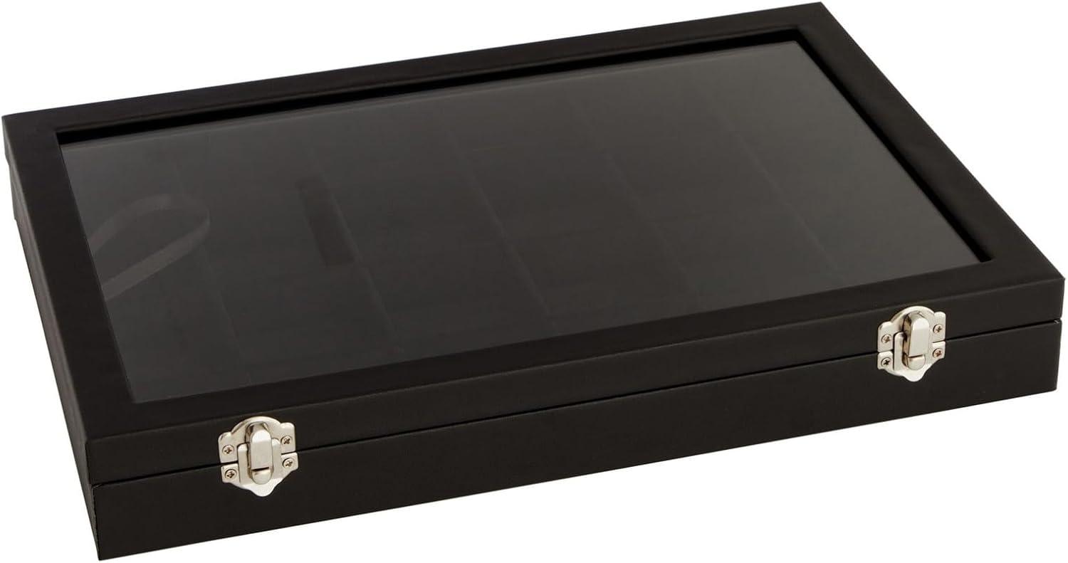 Juvale Black Jewelry Display Tray with Velvet Lining for Gemstones, Rocks, 24 Slots, 14 x 9.5 x 2 In