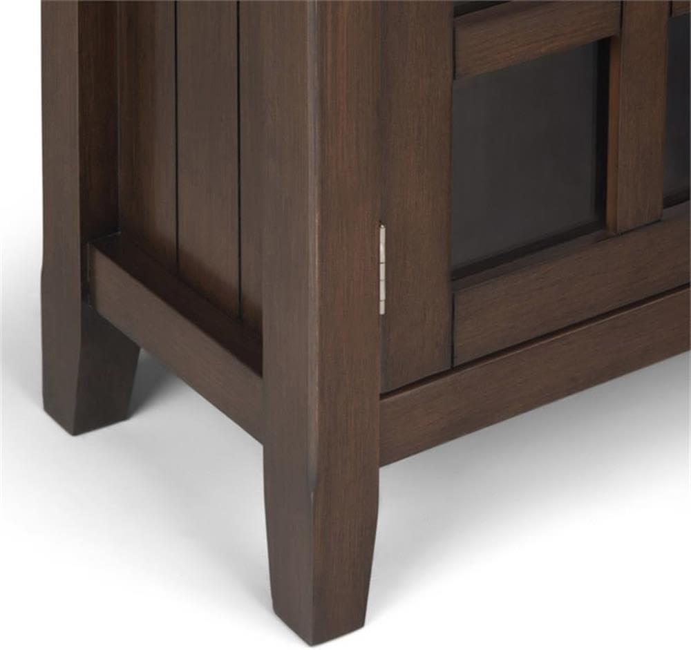 Simpli Home Acadian 36"W Solid Wood 2-Shelf Entryway Storage Cabinet with Glass Doors and 2 Drawers