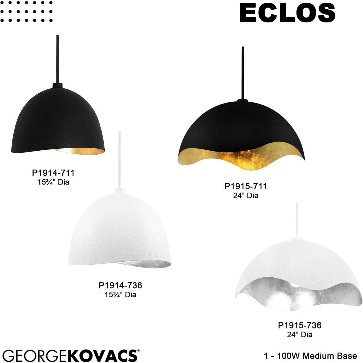 George Kovacs by Minka George Kovacs Eclos 23" Wide 1 Light Pendant In Sand Coal W/Gold Leaf Finish