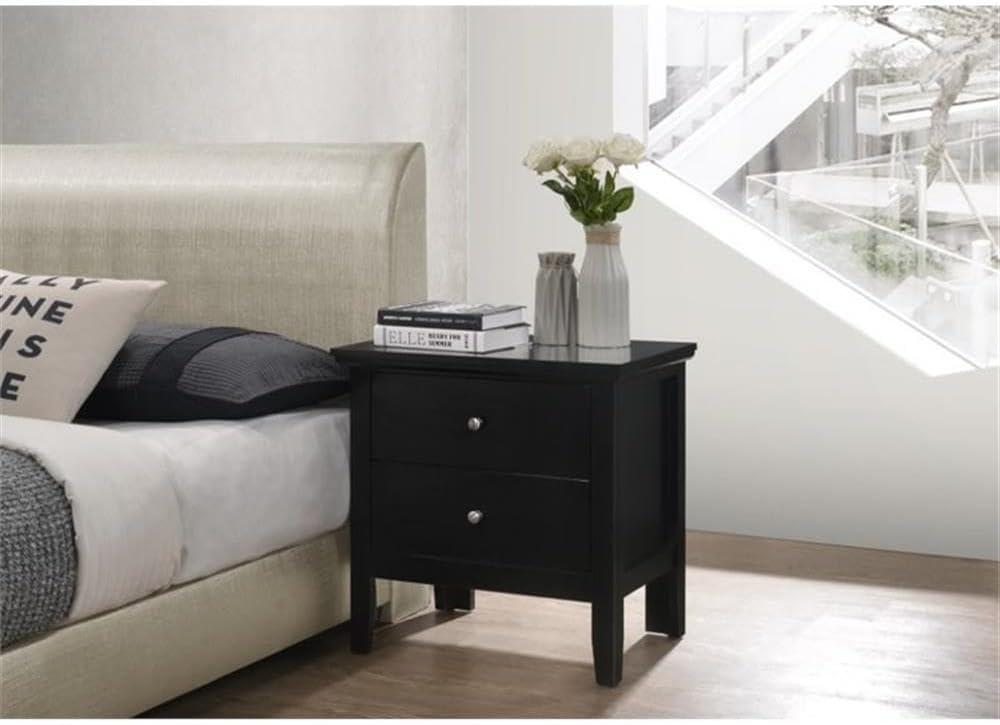 Primo Beige 2-Drawer Nightstand with Nickel Hardware