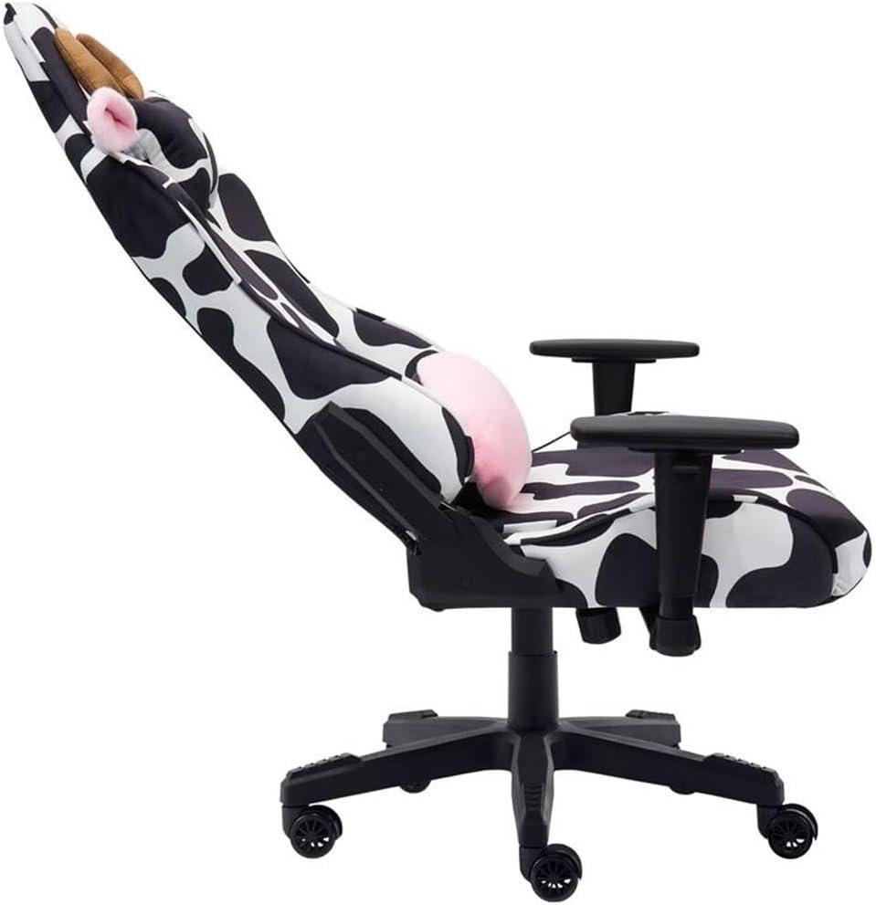 Pemberly Row Modern COW Print Fabric Gaming Chair Black/White