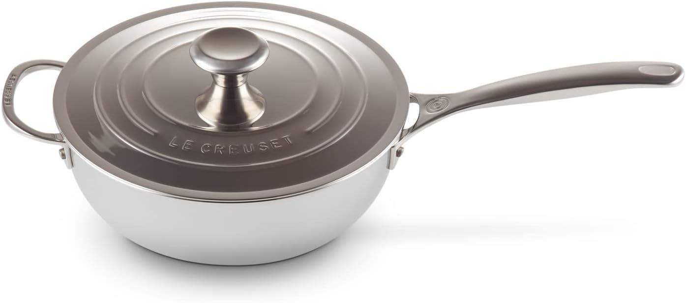 3.5 Quart Silver Stainless Steel Nonstick Saucier Pan