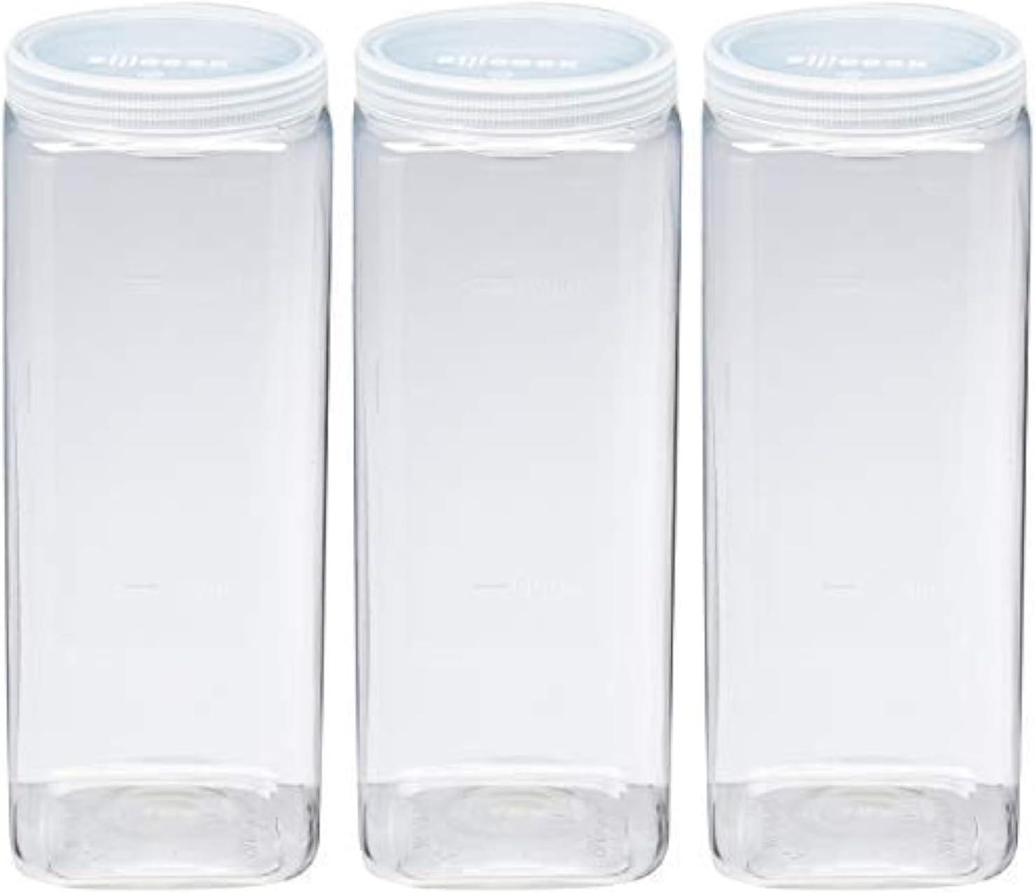 Silicook Clear Plastic Jar, Set of 3-40oz, Square Shaped, Transparent, Food Storage Container, Kitchen & Household Organization for Dry goods, Spices, Vegetables, Ingredients and More