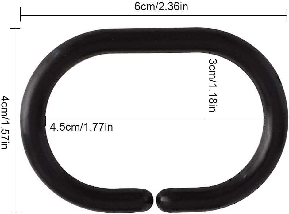 Evideco Solid Plastic Shower Curtain Hooks Rings (Set of 12)