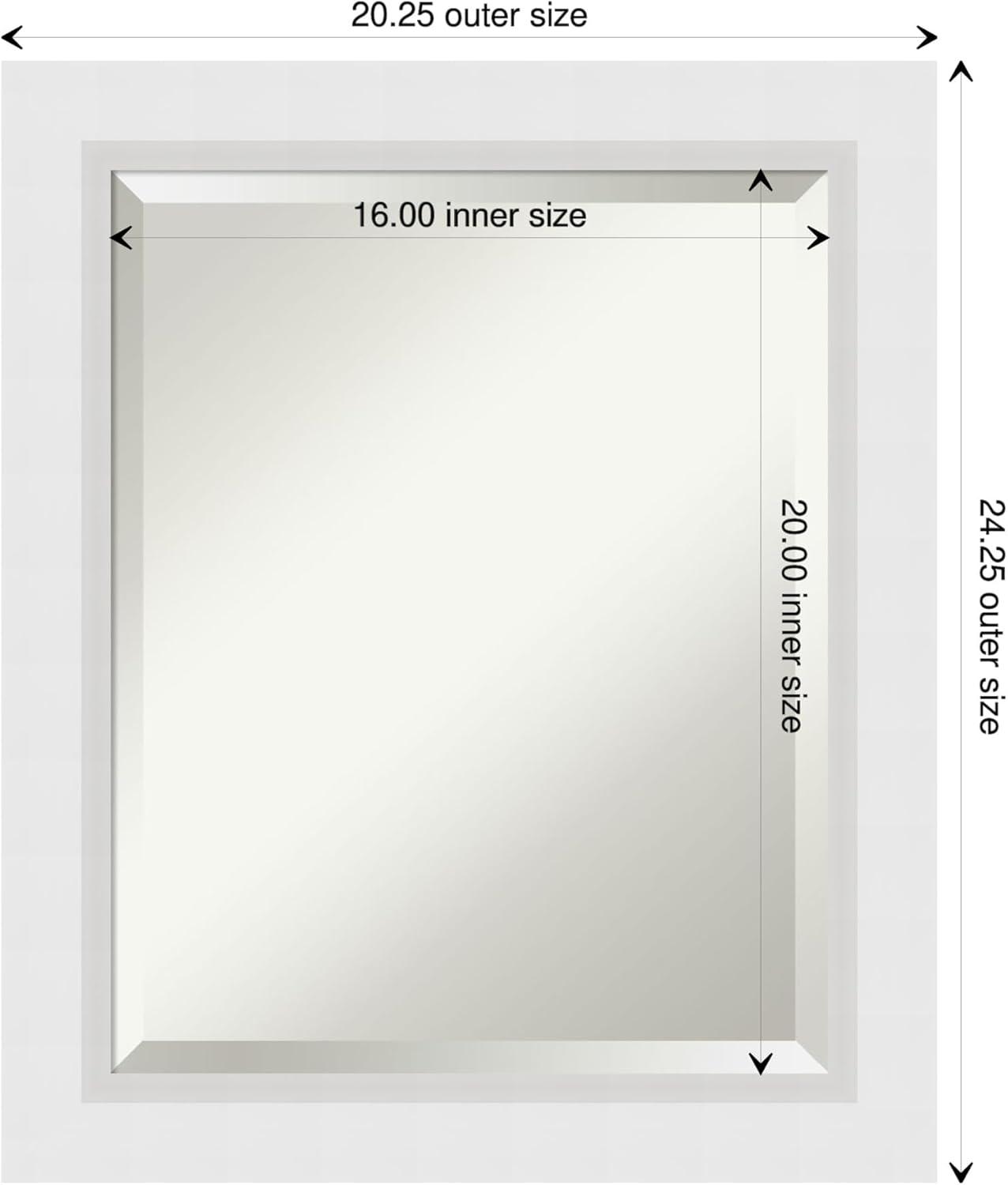 Amanti Art Beveled Wood Bathroom Wall Mirror - Blanco White Frame Outer Size: 19 x 23 in