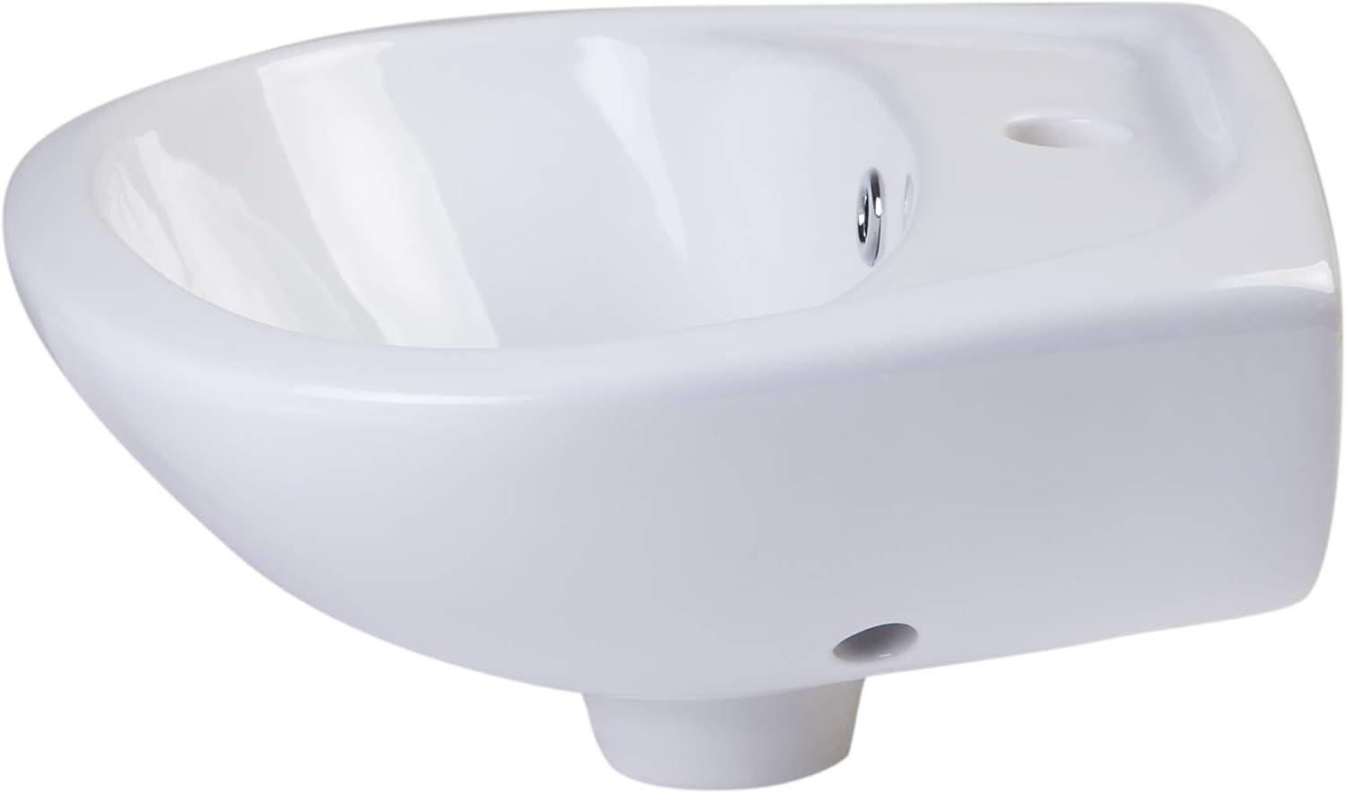 Alfi Brand 13.5'' White Ceramic Oval Bathroom Sink with Overflow