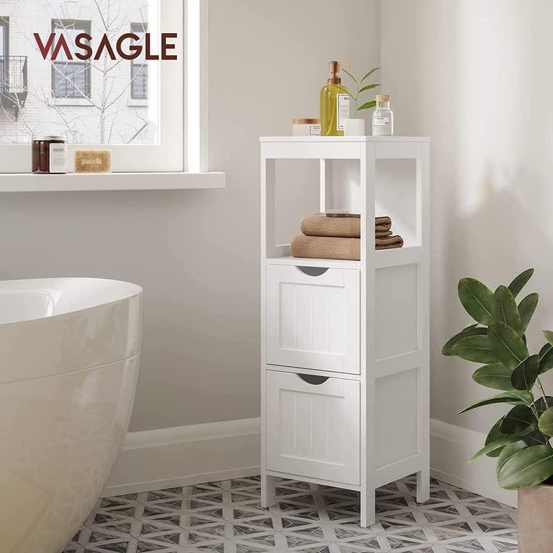 VASAGLE Bathroom Floor Cabinet, Bathroom Storage Organizer Rack Stand, Multifunctional Corner Unit, 2 Drawers, 35 Inches in Height