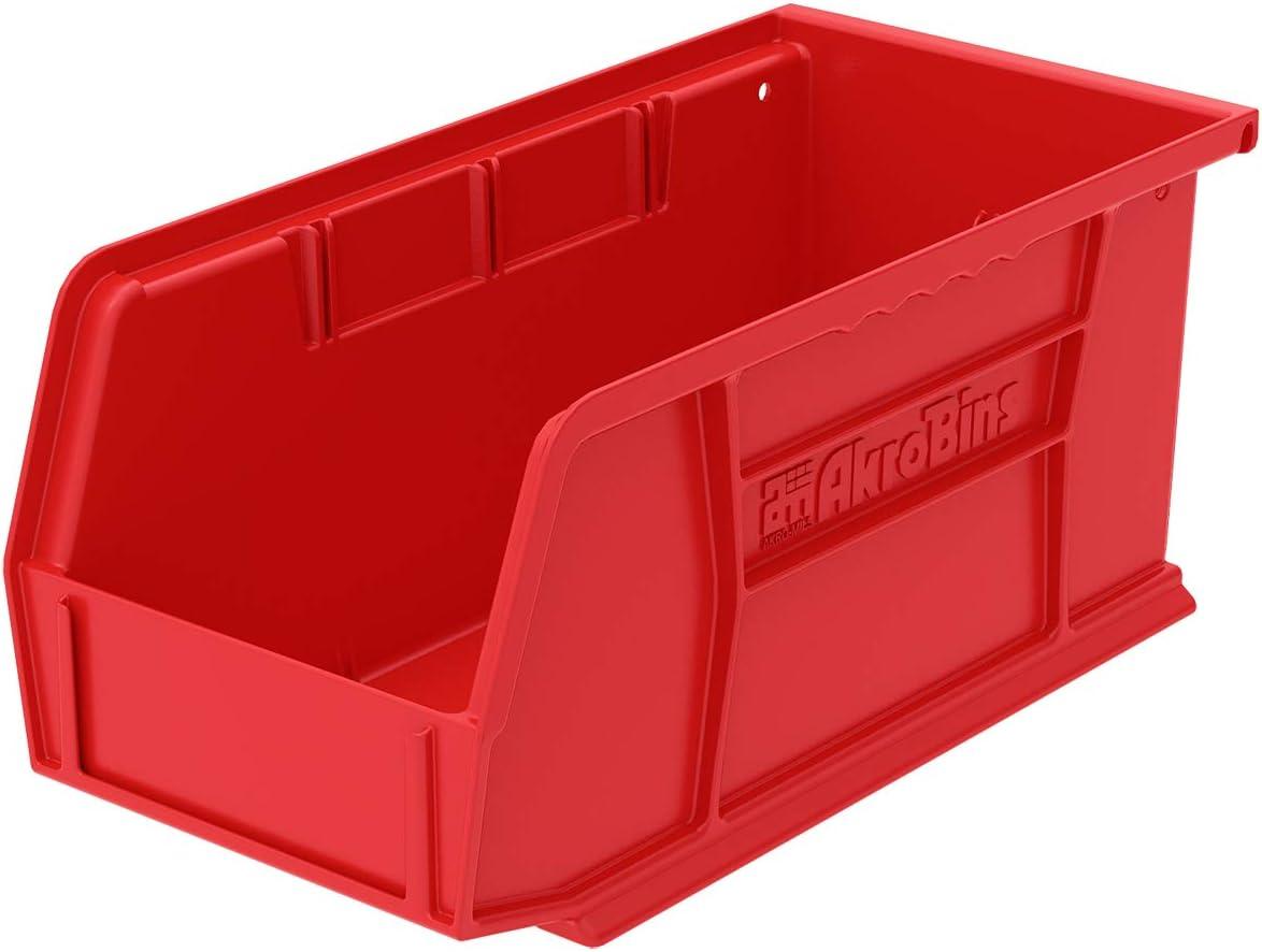 Akro-Mils Stackable Storage Bins, AkroBins Stacking Organizer, 11"x5"x5", Red, 12-Pack