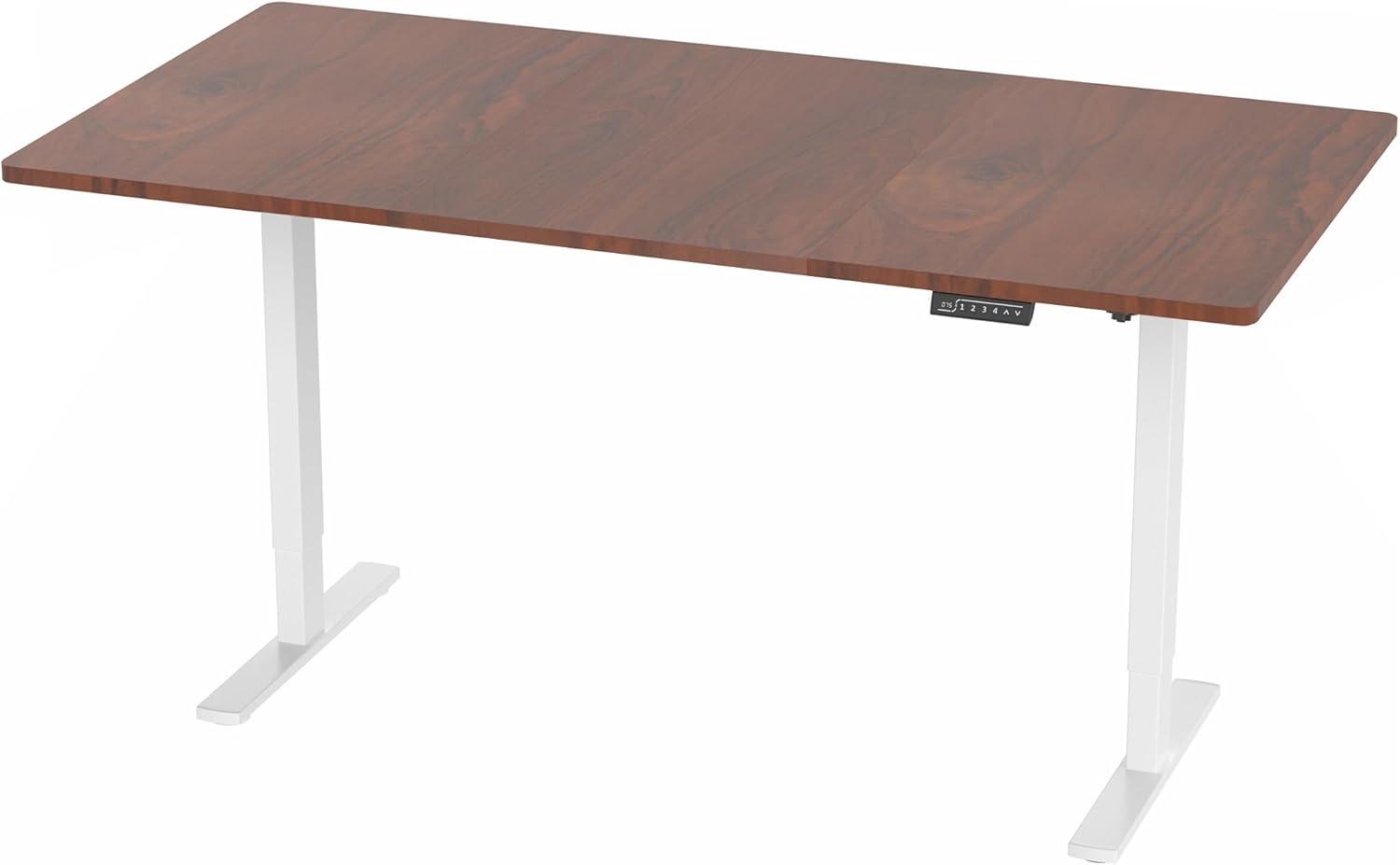 VIVO Electric 71” x 36” Stand Up Desk, Dark Walnut Table Top, White Frame