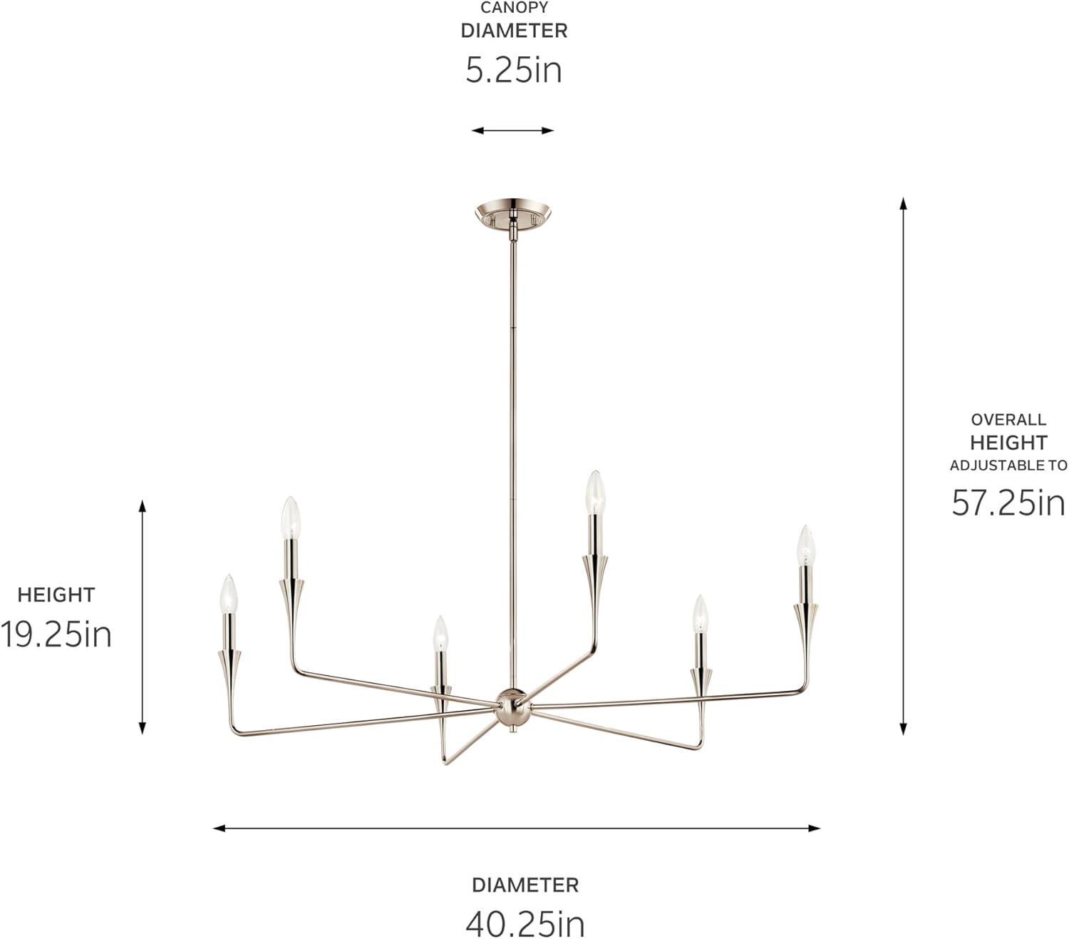 Polished Nickel 6-Light Modern Chandelier