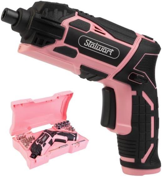 Stalwart 45pc 4V Cordless Screwdriver Set, Pink