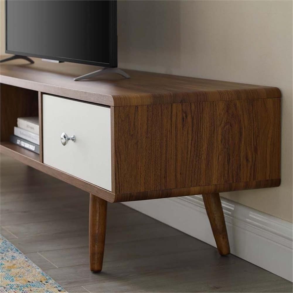 Modway Transmit 70 Media Console Wood TV Stand Walnut White