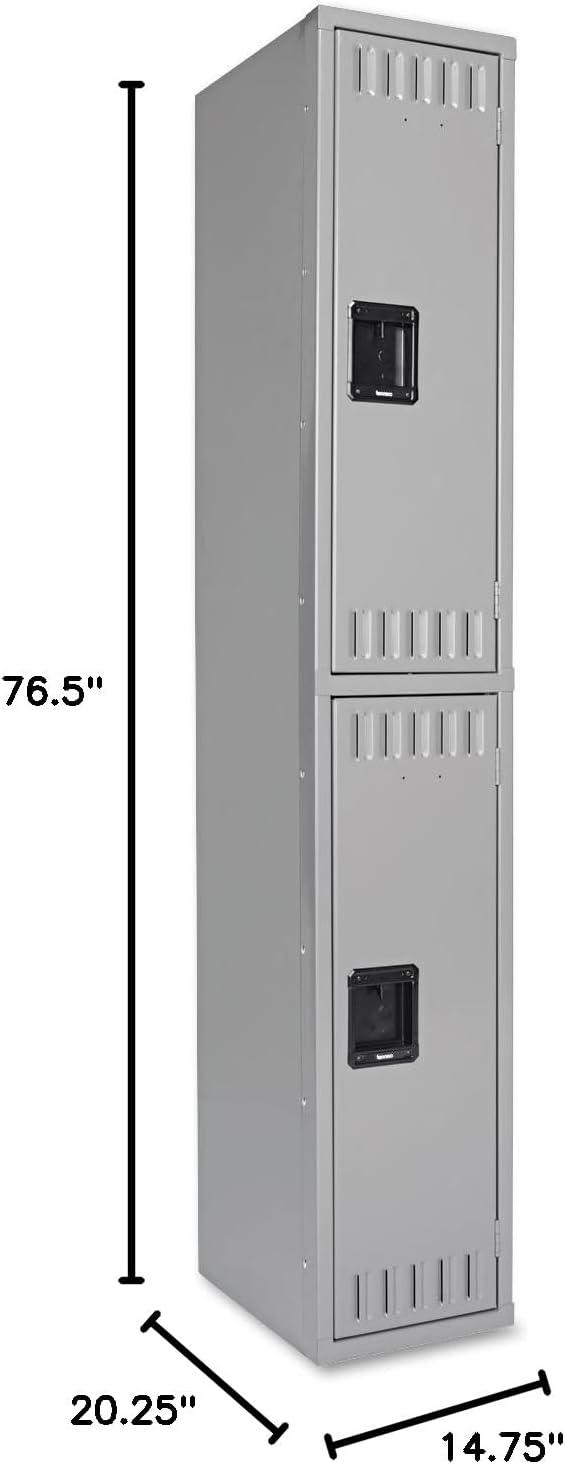 Medium Gray Heavy-Gauge Steel Double Tier Office Locker