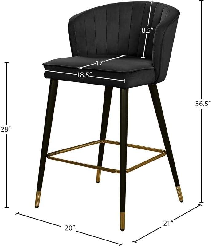 Meridian Furniture Cassie 28"H Velvet Counter Stool in Black (Set of 2)