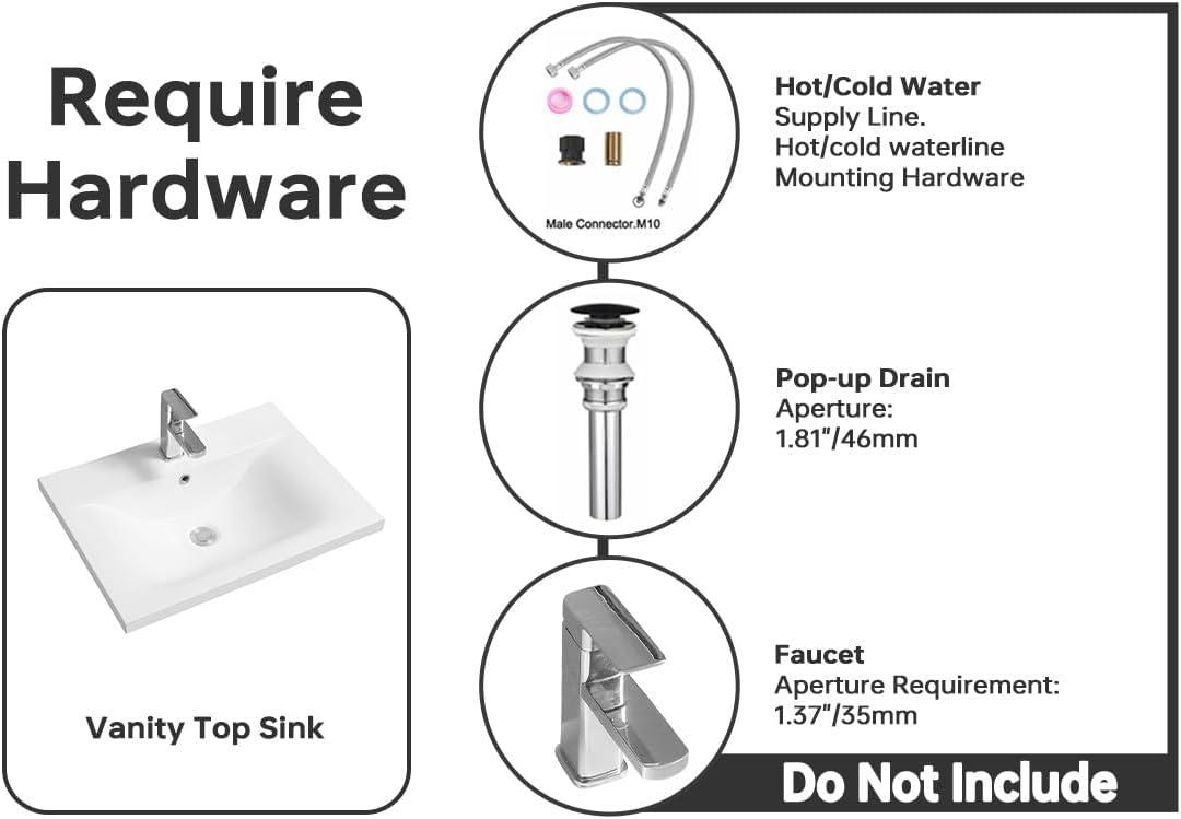 MEJE 36'' Ceramic Single Bathroom Vanity Top with Sink
