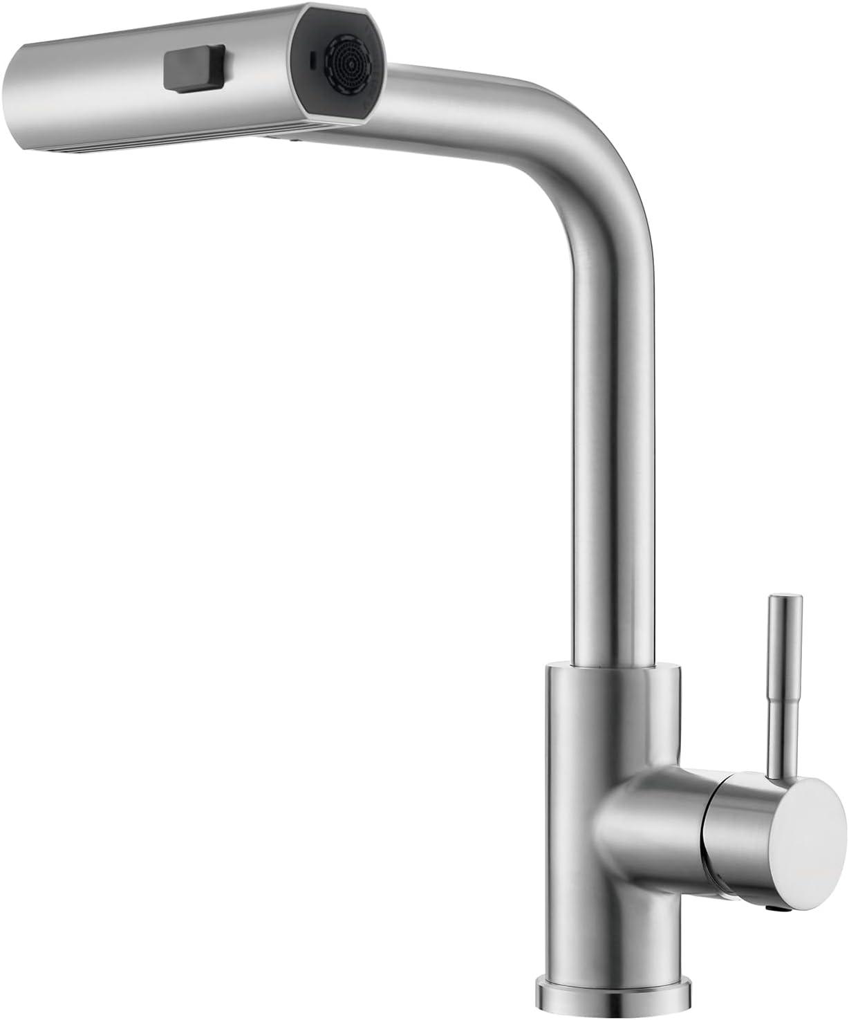 Brushed Nickel Single Handle Pull Down Kitchen Faucet