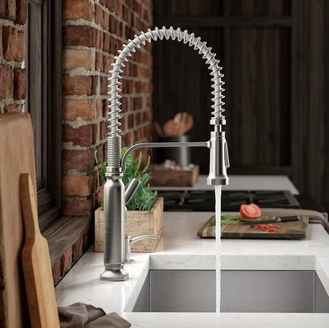 Ealing Stainless Steel Pull-Down Kitchen Faucet with Soap Dispenser