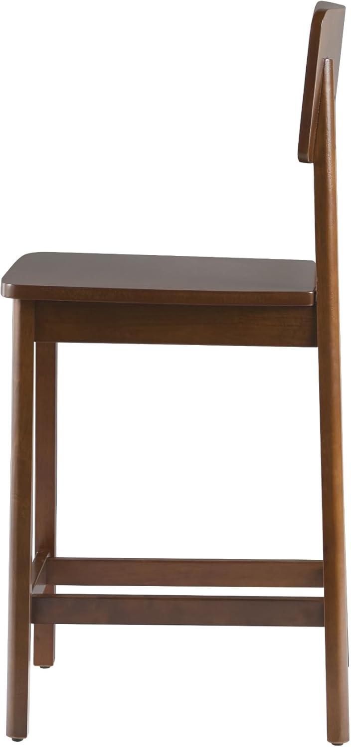 Walker Edison Minimalist Solid Wood Counter Stool, Set of 2, Walnut