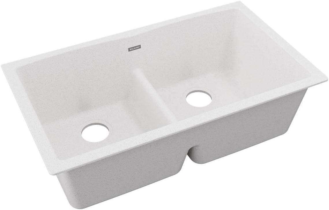 Quartz Classic 33" x 19" x 10" Double Basin Undermount Kitchen Sink with Aqua Divide