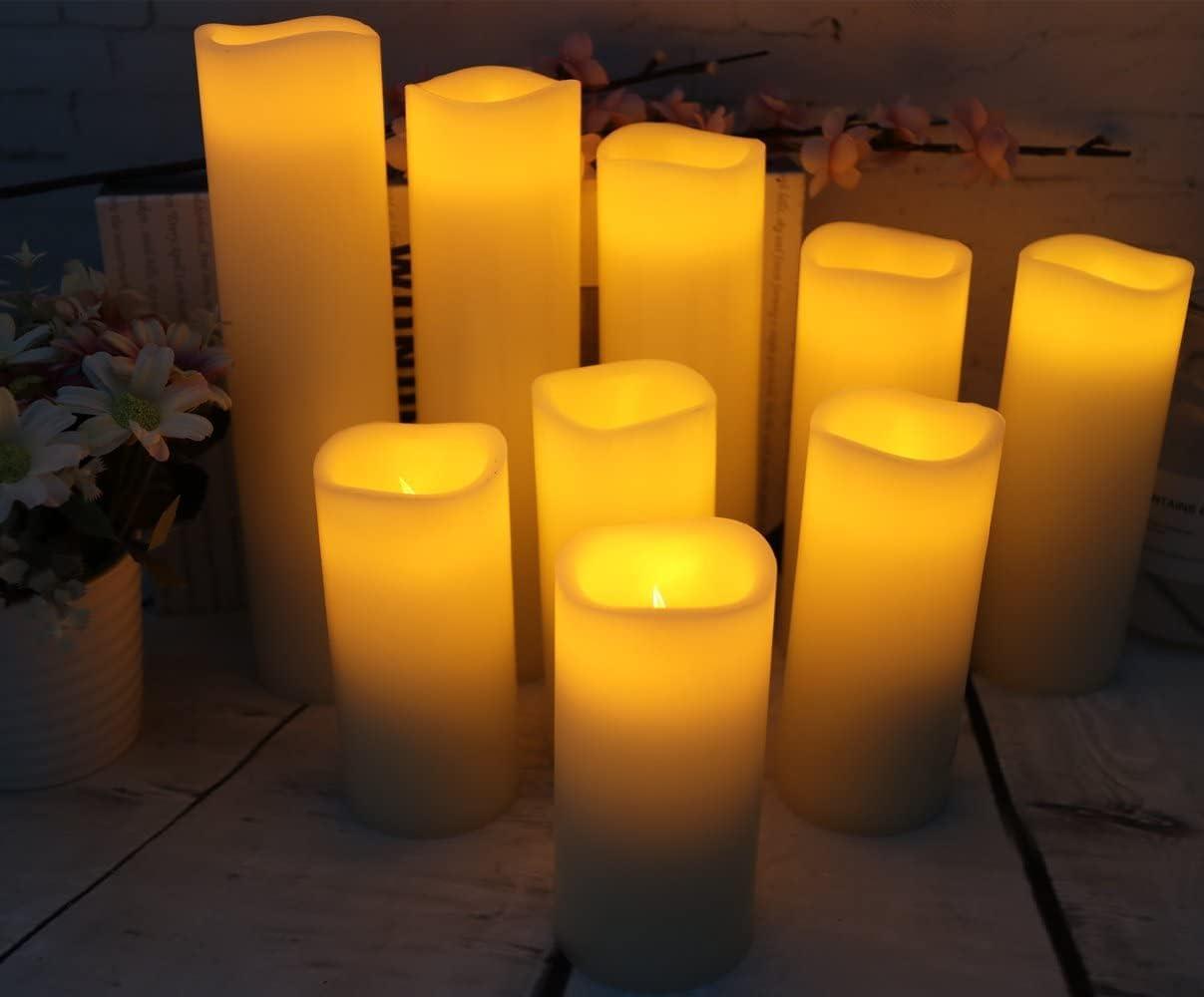 Ivory LED Flameless Scented Pillar Candle Set with Remote