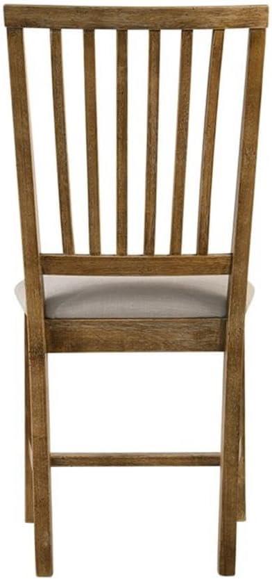 Acme Wallace II Side Chair (Set-2), Tan Linen & Weathered Oak Finish