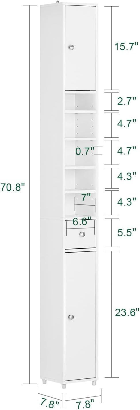 White Tall MDF Cabinet with Adjustable Shelving