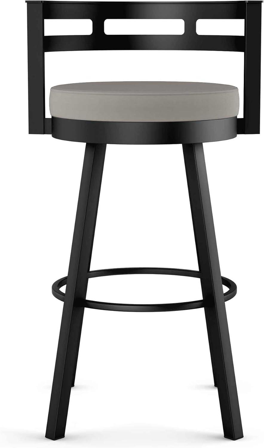 Amisco Render Upholstered Counter Height Barstool Taupe/Black: Faux Leather, Steel Frame, 26" Seat