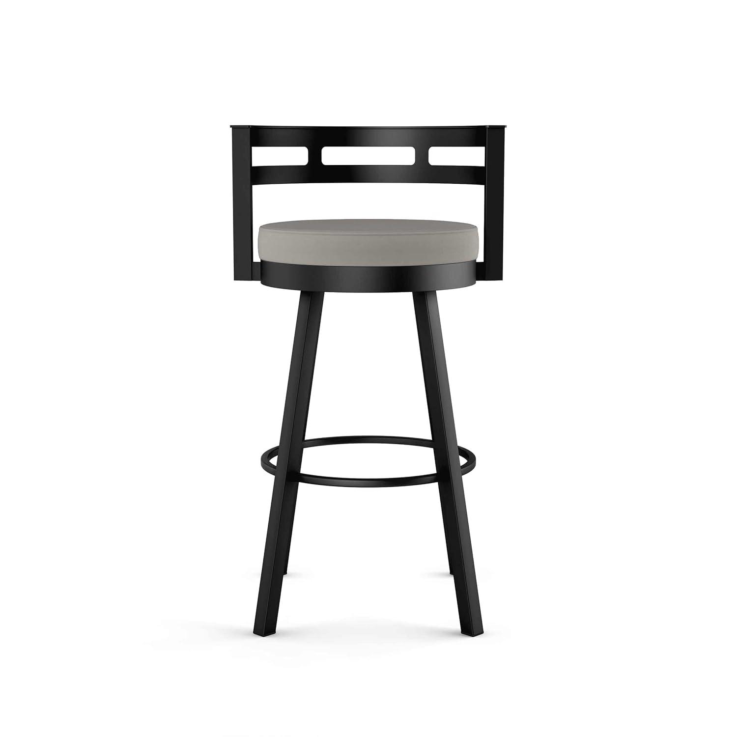 Amisco Render Upholstered Counter Height Barstool Taupe/Black: Faux Leather, Steel Frame, 26" Seat