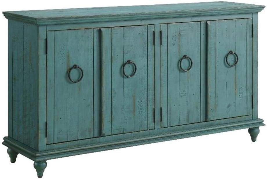 Martin Svensson Home Garden District Solid Wood TV Stand for TVs up to 70", Rustic Turquoise