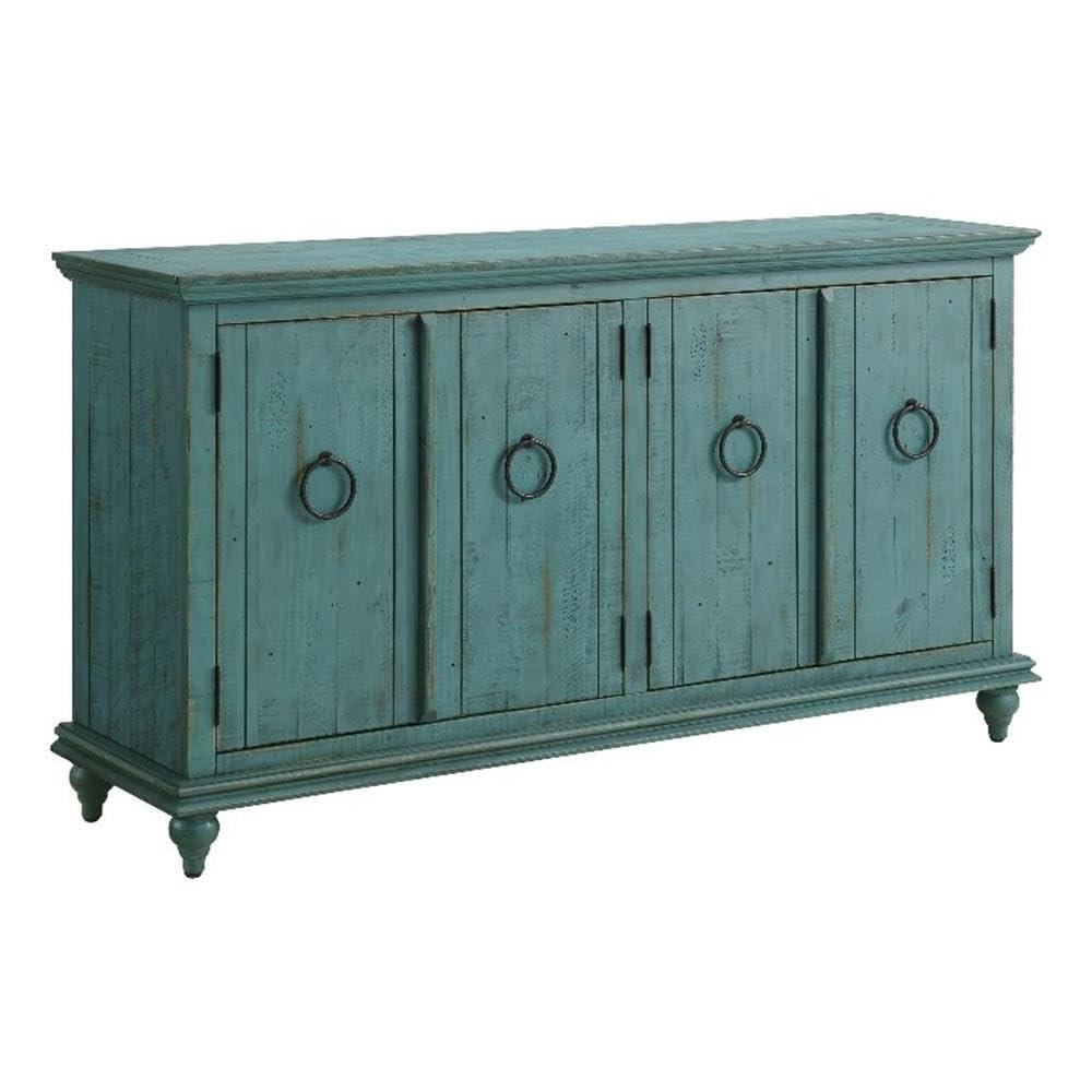 Martin Svensson Home Garden District Solid Wood TV Stand for TVs up to 70", Rustic Turquoise