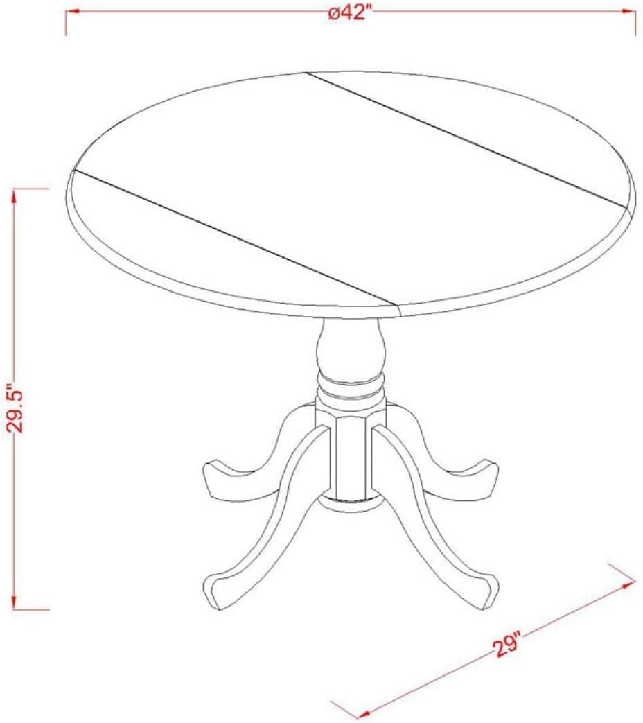 Dublin Pedestal Round Dining Table with Dual Drop Leaves, Linen White & Black