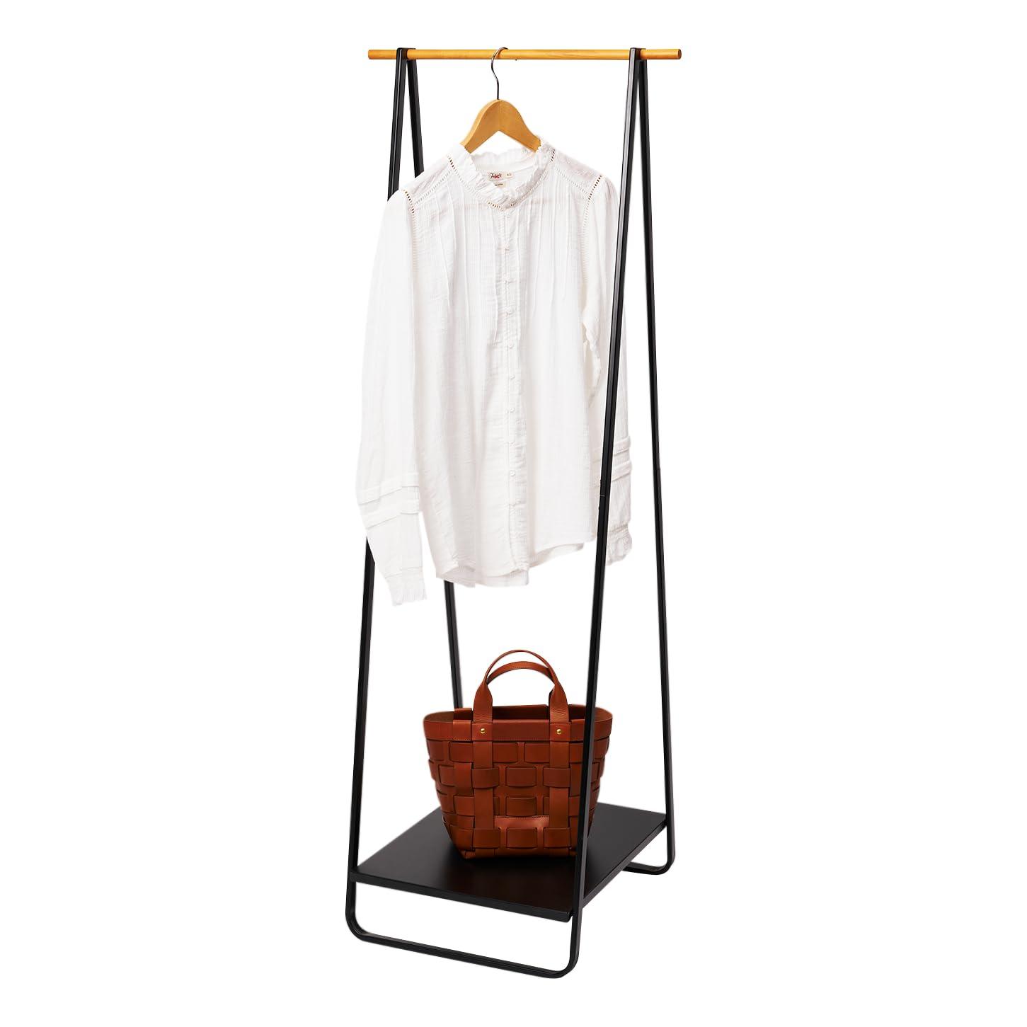 Yamazaki Home Tower Freestanding Coat Hanger Clothes Rack With Shelf, 55" - Steel