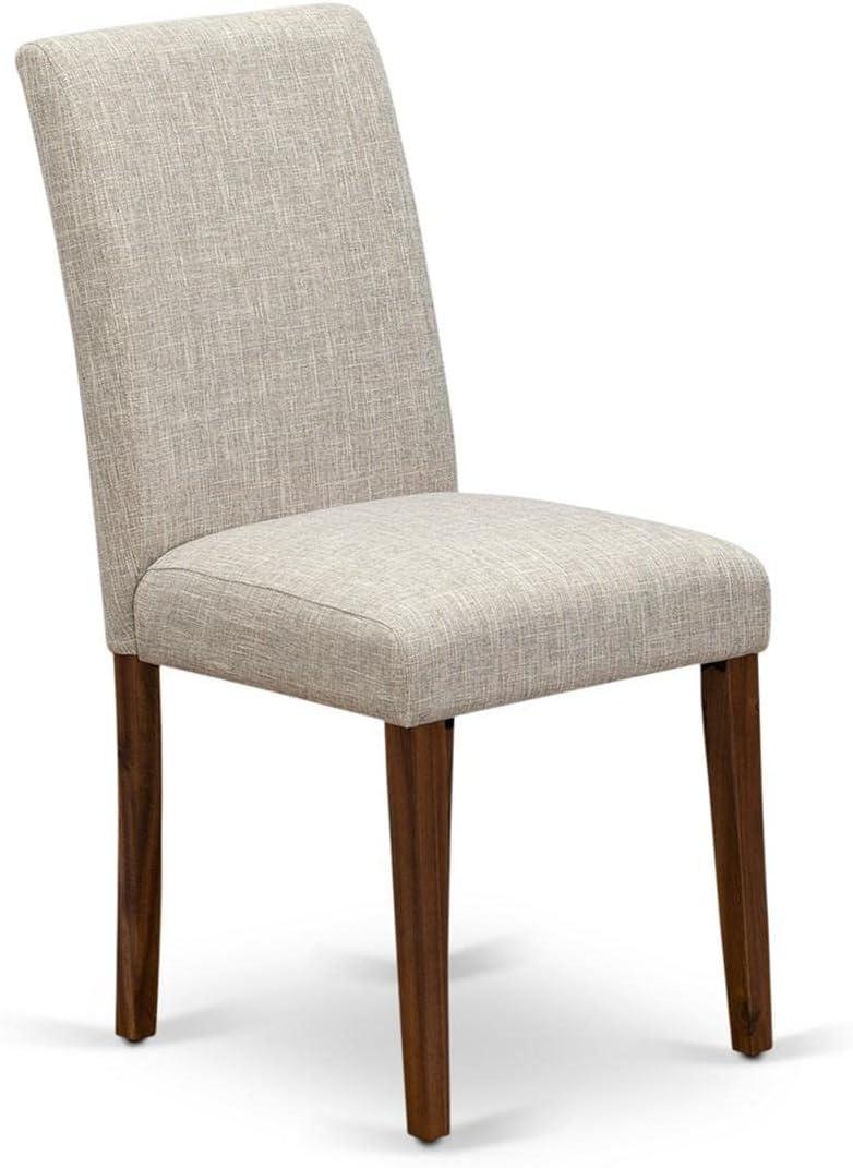 East West Furniture Abbott 35" Linen Dining Chairs in Natural/Gray (Set of 2)