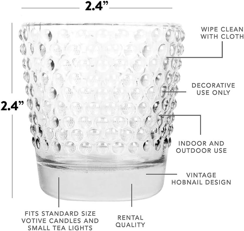 Clear Hobnail Glass Votive Candle Holders, Set of 6