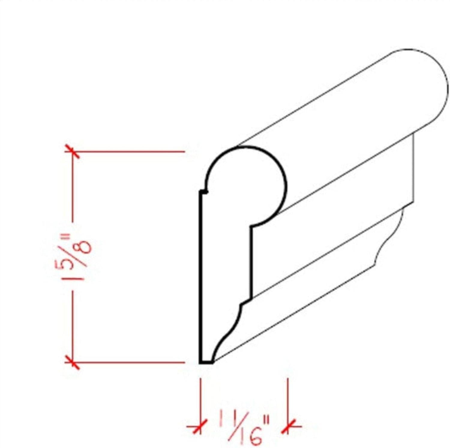 NewMouldings EWPC11 Picture Hanging Rail 1-5/8" Tall x 11/16" Moulding. Unfinished