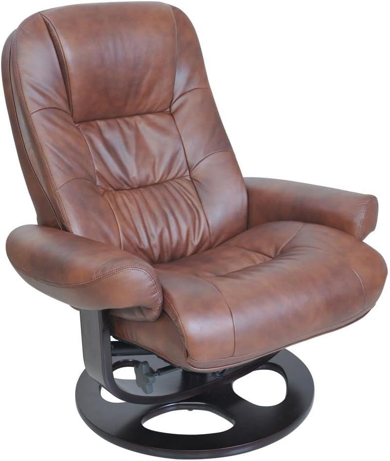 Bowery Hill Contemporary Leather Recliner in Vintage Brown Finish
